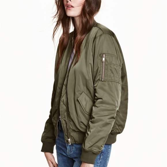 H&M Bomber Jacket Padded Green - Size 6 - Picture 2 of 6